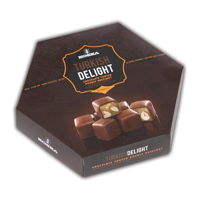 KOSKA Chocolate Coated Turkish Delight With Hazelnut 140G X12 ( old ) 