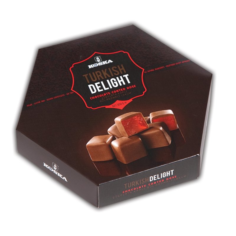 KOSKA Chocolate Coated Rose Flavoured Turkish Delight 140G X12 ( old ) 